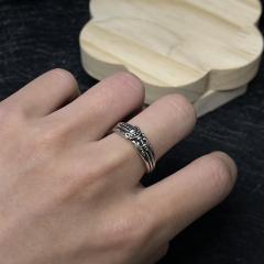 CH Silver Dagger Scroll Floral Thin Band Ring