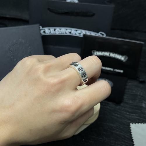 CH Silver Double Sided Cross & Gothic Letter Medium Wide Ring