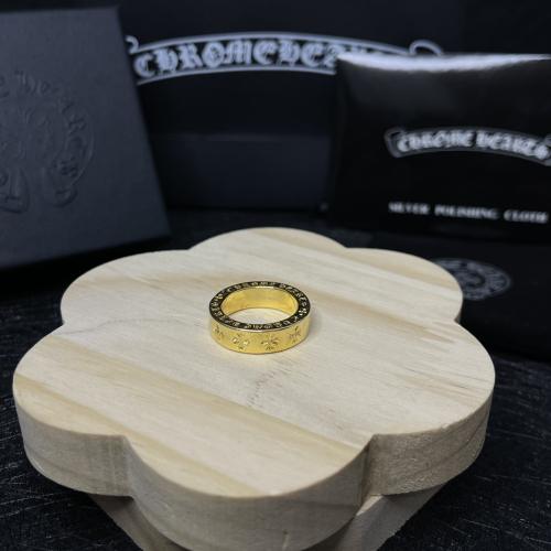 CH Gold Full Gothic Letter Medium Wide Ring