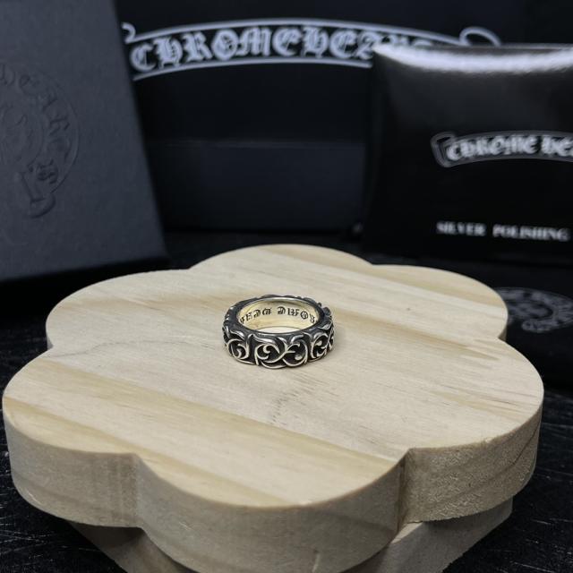 CH Silver Full Scroll Floral Wide Band Ring