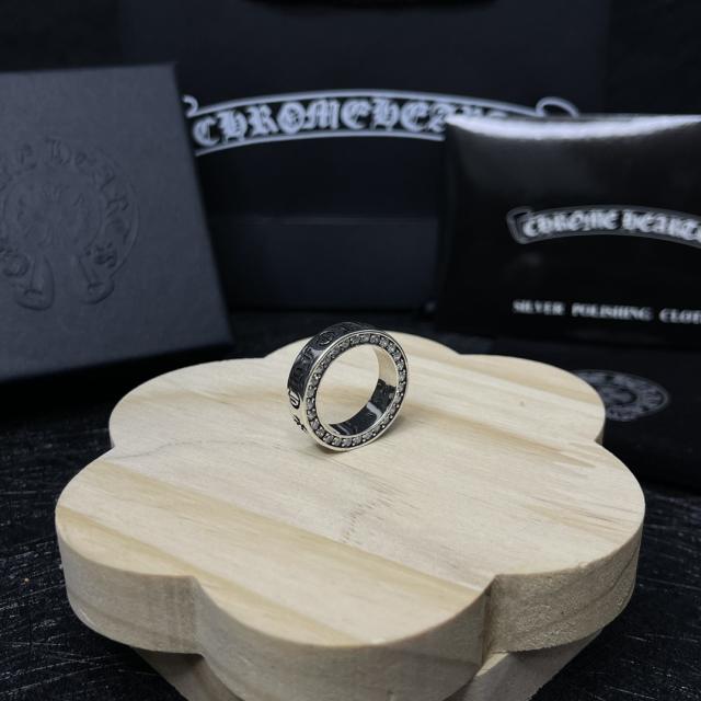 CH Silver Double Sided Cross & Gothic Letter Medium Wide Ring