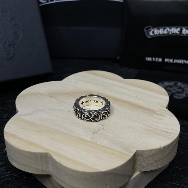 CH Silver Full Scroll Floral Wide Band Ring