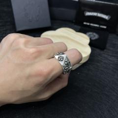 CH Silver Hexagonal Multi Cross Flower Signet Ring
