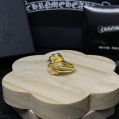 CH Gold Cross Flower Diamond Statement Ring