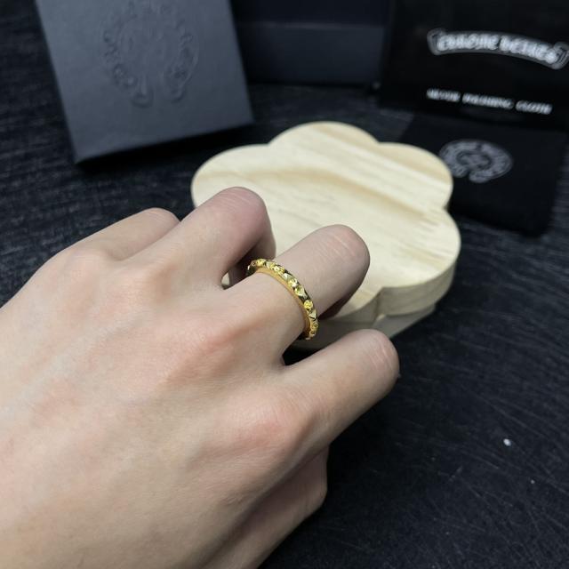 CH Gold Mini Spike Cross Thin Stack Ring