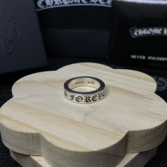 CH Silver Full Gothic Letter Medium Wide Ring