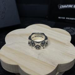 CH Silver Hexagonal Multi Cross Flower Signet Ring
