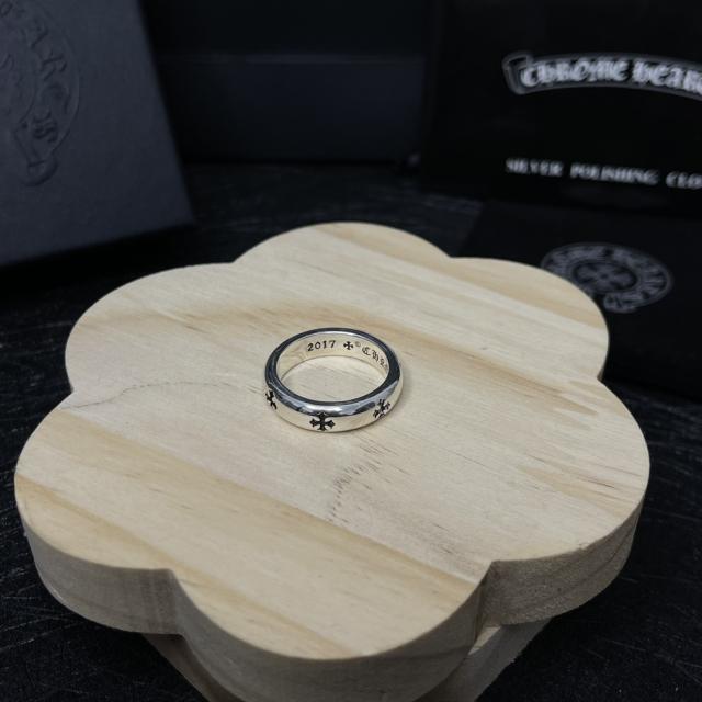 CH Polished Silver Three Mini Cross Thin Stack Ring