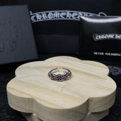 CH Silver Pink Stone Cross Flower Open Ring