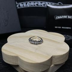 CH Silver White Stone Cross Flower Open Ring