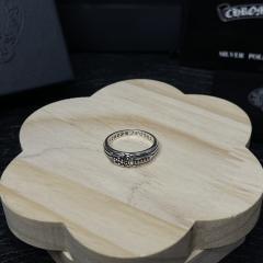 CH Silver Dagger Scroll Floral Thin Band Ring