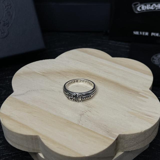 CH Silver Dagger Scroll Floral Thin Band Ring