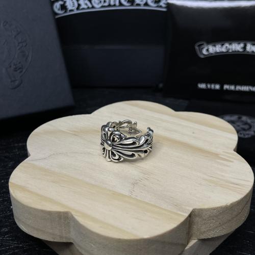 CH Silver Single Cross Scroll Open Adjustable Ring