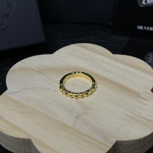 CH Gold Mini Spike Cross Thin Stack Ring