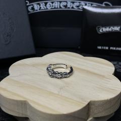 CH Silver White Stone Cross Flower Open Ring