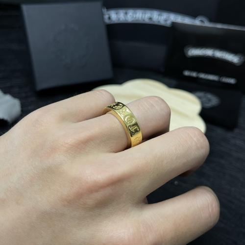 CH Gold Full Gothic Letter Medium Wide Ring