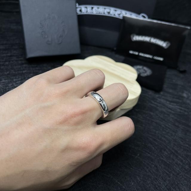 CH Polished Silver Three Mini Cross Thin Stack Ring