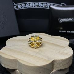 CH Gold Cross Flower Diamond Statement Ring