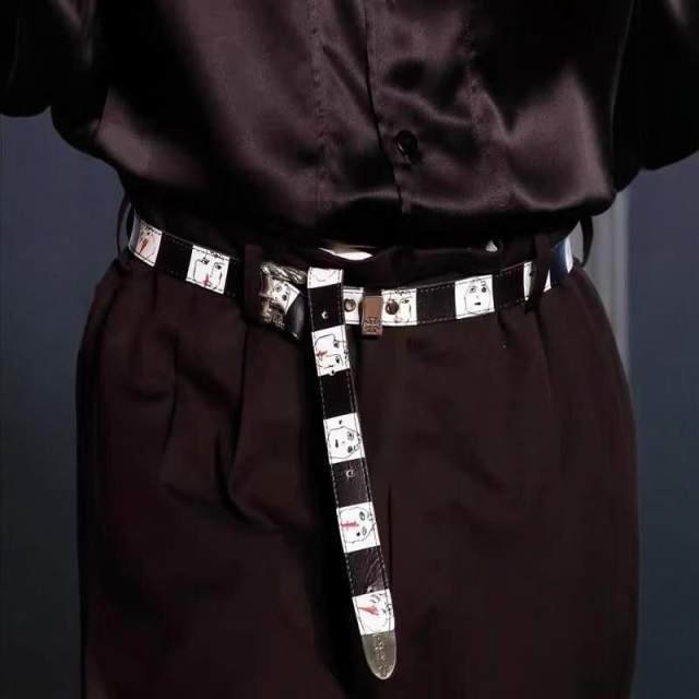 [Special Offer] ERD David Bowie Print Rose Buckle Leather Belt