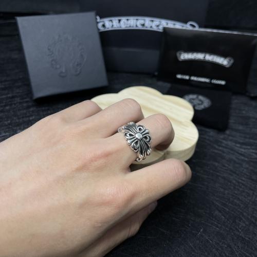 CH Silver Single Cross Scroll Open Adjustable Ring