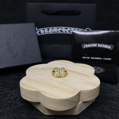 CH Gold Four Diamond Cross Flower Statement Ring
