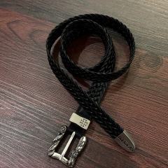 [Special Offer] ERD Braided Leather Rose Cross Buckle Belt 110cm