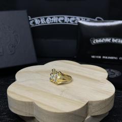 CH Gold Four Diamond Cross Flower Statement Ring