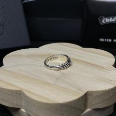 CH Silver Dagger Scroll Floral Thin Band Ring
