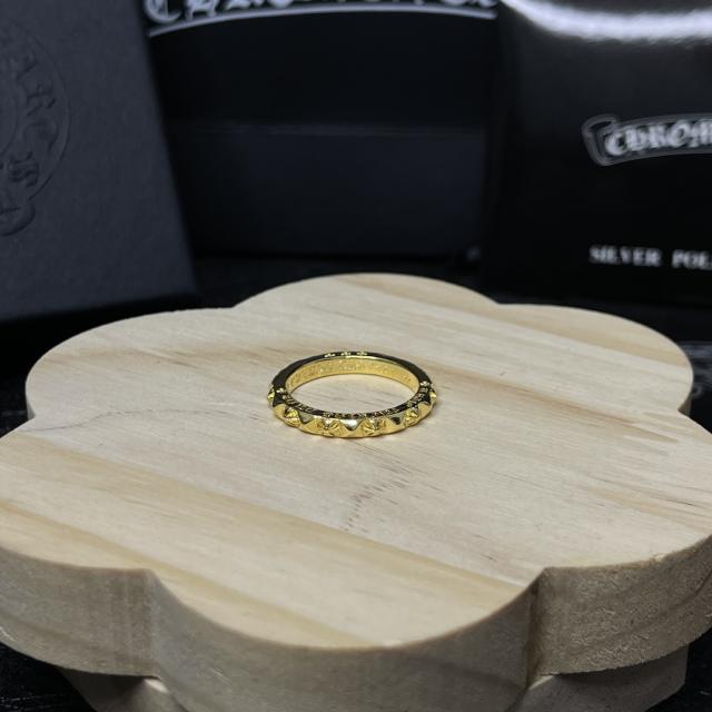 CH Gold Mini Spike Cross Thin Stack Ring