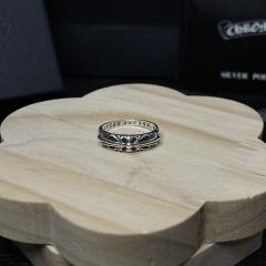 CH Silver Floral Cross Scroll Thin Band Ring