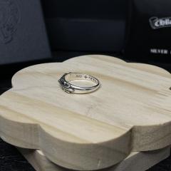 CH Silver Floral Cross Scroll Thin Band Ring
