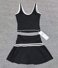 Seam Strap Naked Feel Quick Dry Tank & High Waist Yoga Skort Set 3 colors 29201417