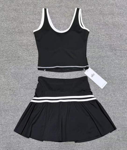 Seam Strap Naked Feel Quick Dry Tank & High Waist Yoga Skort Set 3 colors 29201417
