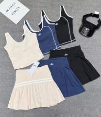 Seam Strap Naked Feel Quick Dry Tank & High Waist Yoga Skort Set 3 colors 29201417