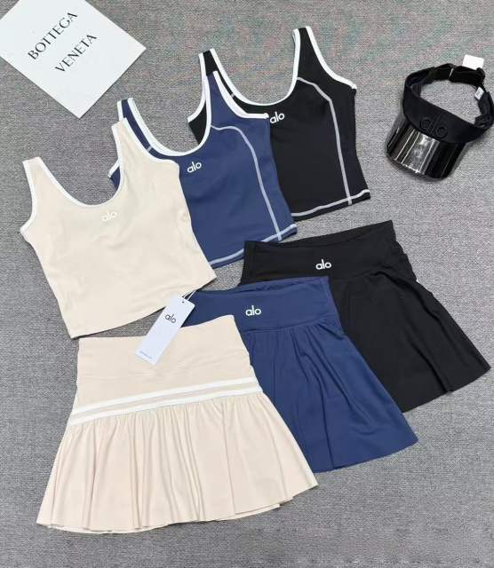 Seam Strap Naked Feel Quick Dry Tank & High Waist Yoga Skort Set 3 colors 29201417