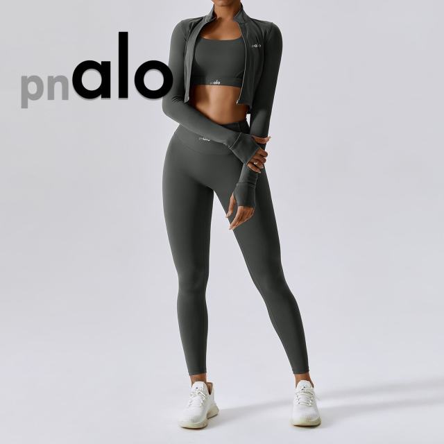 Fitted Naked Feel Shockproof High Waist Yoga Pants Three Piece Set 10 colors 29201425