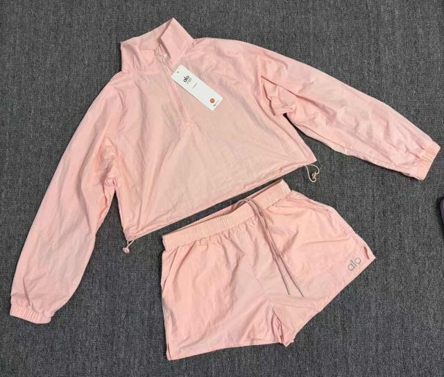 American Style Waist Cutout Design Zip Cropped Sports Set 6 colors 29201427
