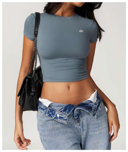 Workout Training Cropped Fitted Short Sleeve Yoga Tee 7 colors 29201419