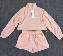 American Style Waist Cutout Design Zip Cropped Sports Set 6 colors 29201427