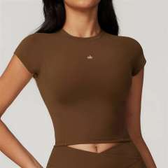 Back Cutout Fitted Top Cross High Waist Shorts Yoga Set 5 colors 29201426