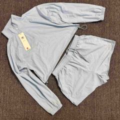 American Style Waist Cutout Design Zip Cropped Sports Set 6 colors 29201427
