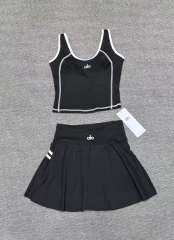 Seam Strap Naked Feel Quick Dry Tank & High Waist Yoga Skort Set 3 colors 29201417