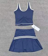 Seam Strap Naked Feel Quick Dry Tank & High Waist Yoga Skort Set 3 colors 29201417