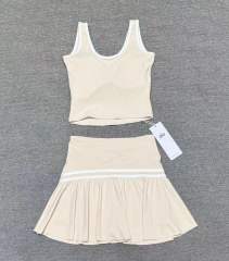 Seam Strap Naked Feel Quick Dry Tank & High Waist Yoga Skort Set 3 colors 29201417
