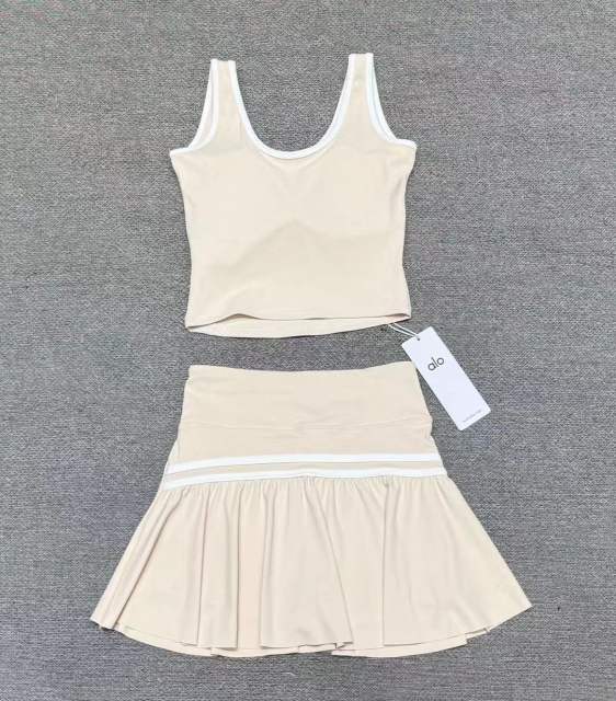 Seam Strap Naked Feel Quick Dry Tank & High Waist Yoga Skort Set 3 colors 29201417