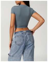 Workout Training Cropped Fitted Short Sleeve Yoga Tee 7 colors 29201419