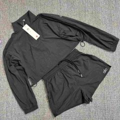 American Style Waist Cutout Design Zip Cropped Sports Set 6 colors 29201427