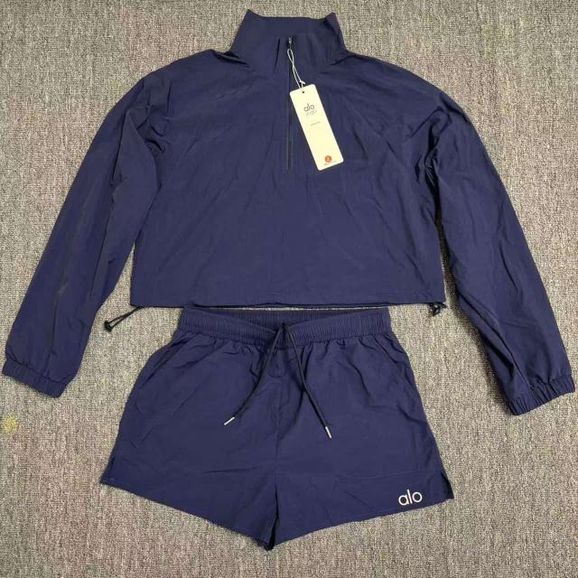 American Style Waist Cutout Design Zip Cropped Sports Set 6 colors 29201427
