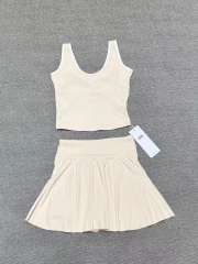 Seam Strap Naked Feel Quick Dry Tank & High Waist Yoga Skort Set 3 colors 29201417