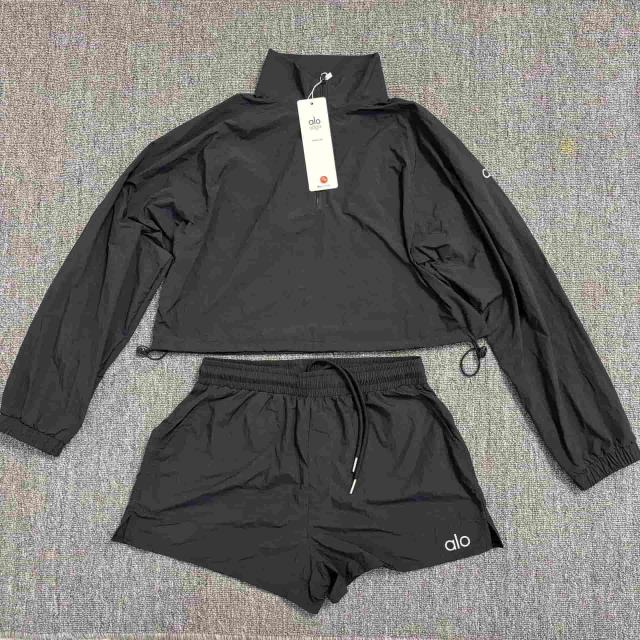 American Style Waist Cutout Design Zip Cropped Sports Set 6 colors 29201427